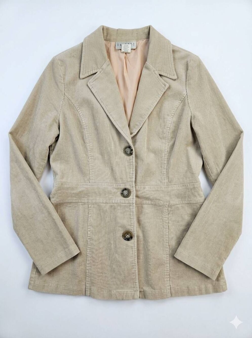 💜Finesse Cream Corduroy Fitted Panel Jacket Large